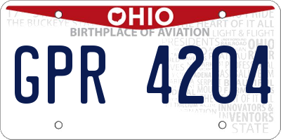 OH license plate GPR4204
