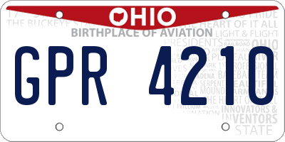 OH license plate GPR4210