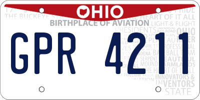 OH license plate GPR4211