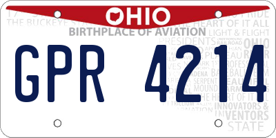 OH license plate GPR4214
