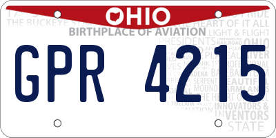 OH license plate GPR4215