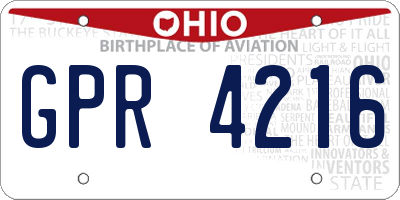 OH license plate GPR4216