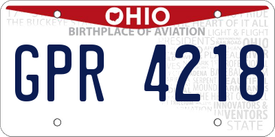 OH license plate GPR4218
