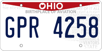 OH license plate GPR4258