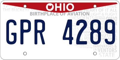 OH license plate GPR4289