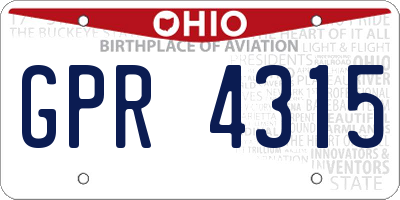 OH license plate GPR4315