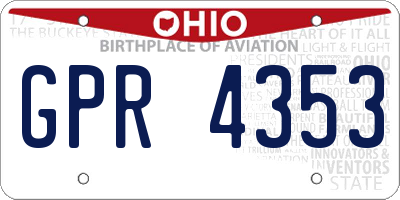 OH license plate GPR4353