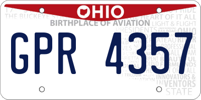 OH license plate GPR4357