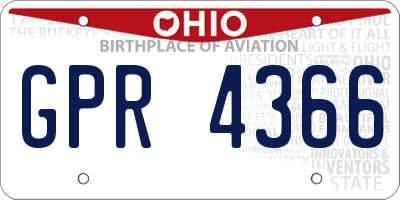 OH license plate GPR4366