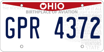 OH license plate GPR4372