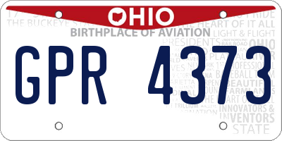 OH license plate GPR4373