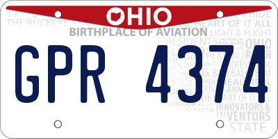 OH license plate GPR4374