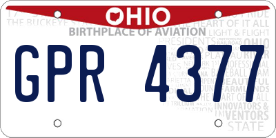 OH license plate GPR4377