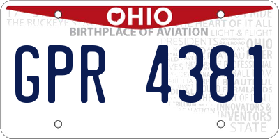 OH license plate GPR4381
