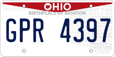 OH license plate GPR4397