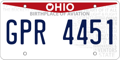 OH license plate GPR4451