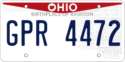 OH license plate GPR4472