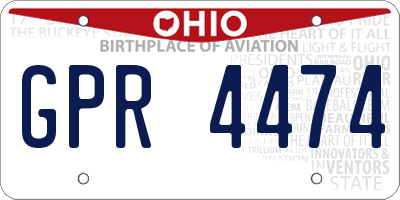 OH license plate GPR4474