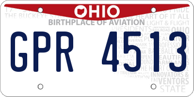 OH license plate GPR4513