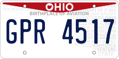OH license plate GPR4517