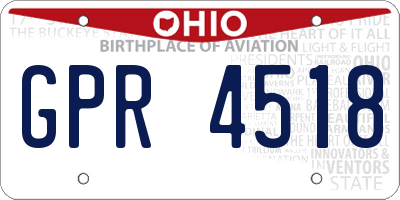 OH license plate GPR4518