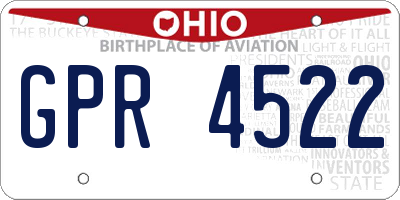 OH license plate GPR4522