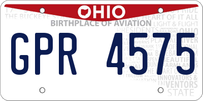 OH license plate GPR4575
