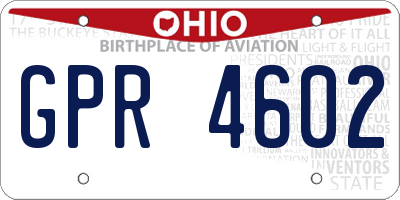 OH license plate GPR4602