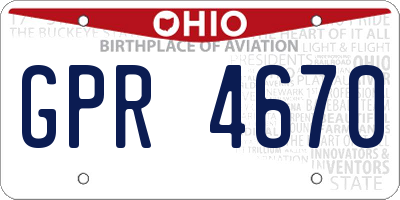 OH license plate GPR4670