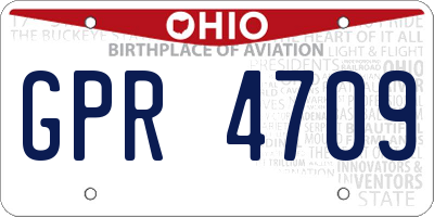 OH license plate GPR4709