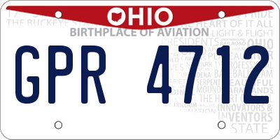 OH license plate GPR4712