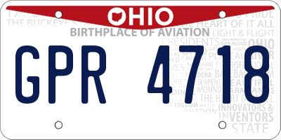 OH license plate GPR4718
