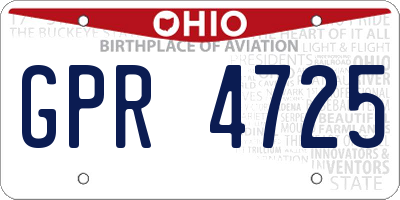 OH license plate GPR4725