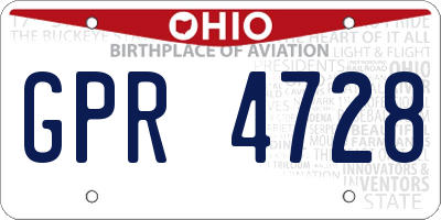 OH license plate GPR4728