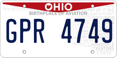 OH license plate GPR4749