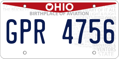 OH license plate GPR4756