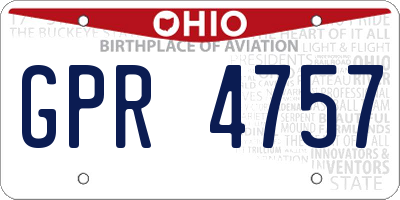 OH license plate GPR4757
