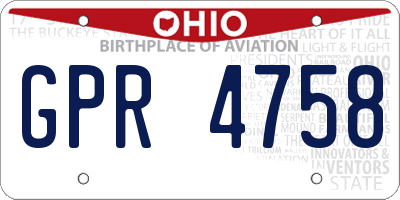 OH license plate GPR4758