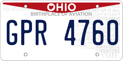 OH license plate GPR4760