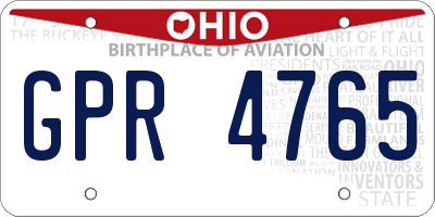 OH license plate GPR4765