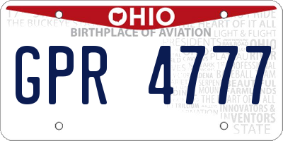 OH license plate GPR4777