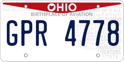 OH license plate GPR4778