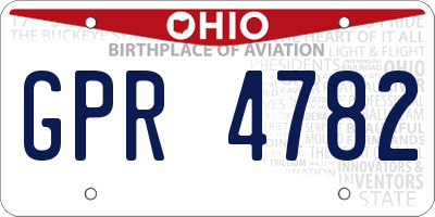 OH license plate GPR4782