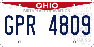 OH license plate GPR4809