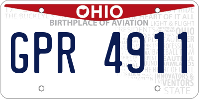 OH license plate GPR4911