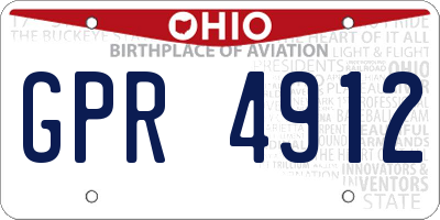 OH license plate GPR4912