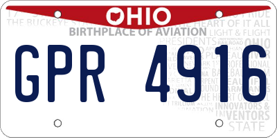 OH license plate GPR4916