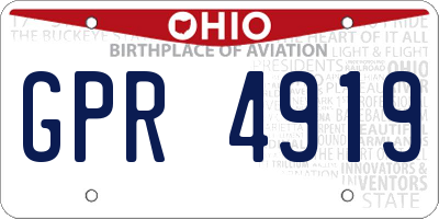 OH license plate GPR4919