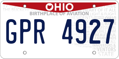 OH license plate GPR4927