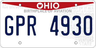 OH license plate GPR4930